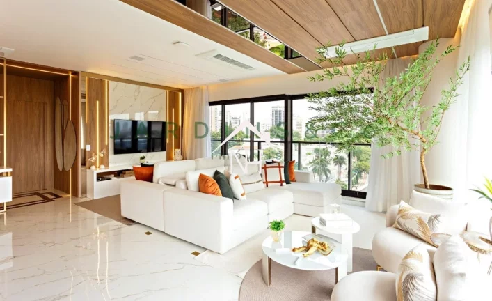 Imagem Apartamento de 171m c/ hall privativo,3suítes,ar condicionado,terraço gourmet,3 vagas c/ depósito,piscina aquecida,brinquedoteca,sauna,academia,jardim