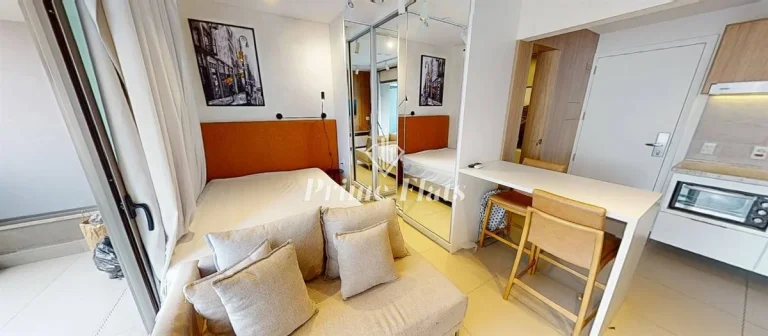 Imagem Flat disponível para locação no VHouse Faria Lima, com 46m², 1 dormitório e 1 vaga