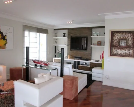 Imagem Apartamento com living para 03 ambientes, lareira, terraço com espaço gourmet, lavabo, sala com ho...
