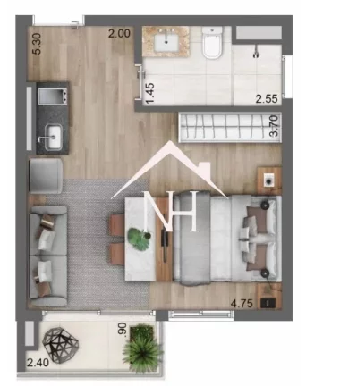 Imagem Studio de 30m com dormitório e varanda, Solarium, Piscina c/deck, fitness, pet place, lounge bar, salão de festas, salão de jogos, sauna,churrasqueira