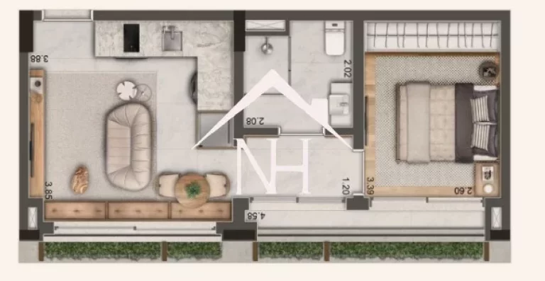 Imagem apartamento de 101m próximo do parque do povo no Itaim Bibi com 2 suítes com varanda privativa, 1 vaga, salão de festas, piscina, academia