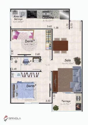 Imagem Apartamento com 2 dormitórios à venda, 52 m² por R$ 420.000,00 - Caiçara - Praia Grande/SP