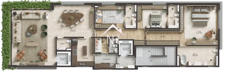 Imagem Apartamento no Jardins de 240m c/Hall privativo,3suítes,amplo living c/ terraço integrado,3 vagas, piscina adulto e infantil, brinquedoteca, academia