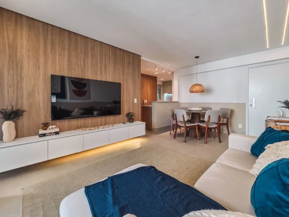 Imagem Imperdível apartamento de 3 quartos na Riviera de São Lourenço Módulo 07: 110,74m², 1 suíte, 3 salas, varanda gourmet e 2 vagas.