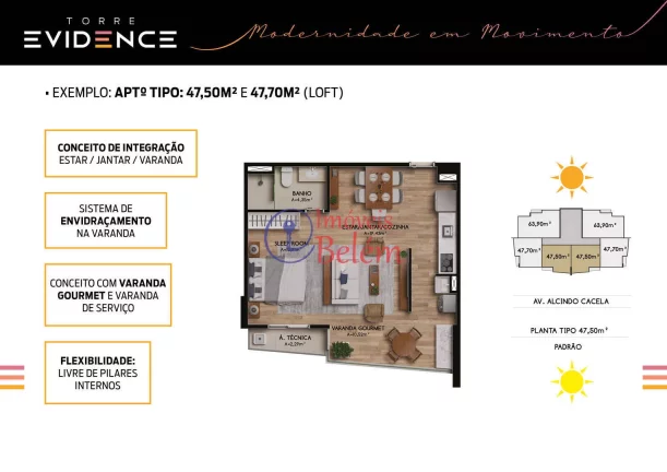 Imagem Imóveis Belém vende Torre Evidence 1 suíte