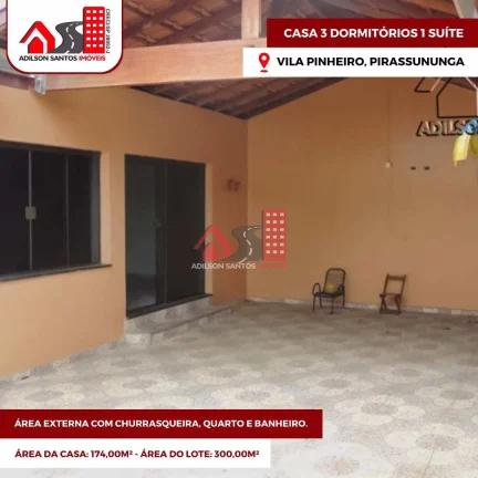 Casa com 3 dorms, Vila Pinheiro, Pirassununga - R$ 498 mil, Cod: 24