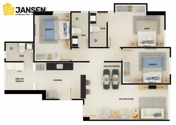 Imagem APARTAMENTO COM 02 QUARTOS SENDO 01 SUÍTE NO BAIRRO DOS IPÊS