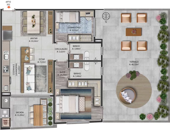 Imagem Apartamento 2 quartos sendo 1 suíte para venda no bairro Parque dos Vinhedos em Caxias do Sul