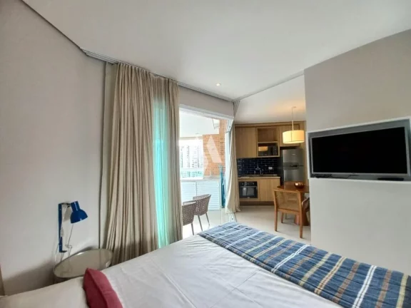 Imagem Apartamento/flat mobiliado com 1 dormitório vista mar aluguel - Pompéia/Santos-SP