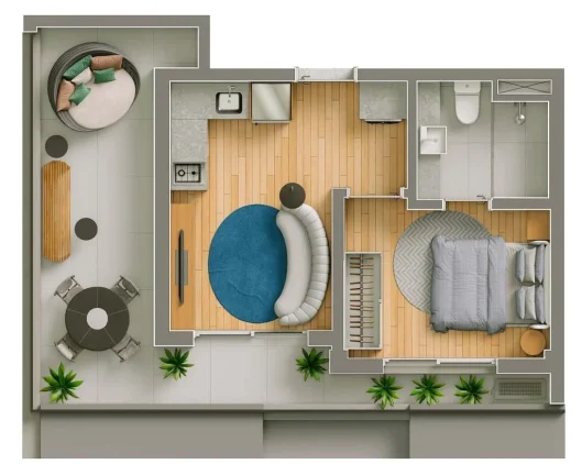 Imagem Um projeto em que as torres são conectadas por um sistema de espaços comuns. Em uma localização ...
