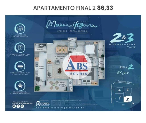 Imagem Apartamento com 2 dormitórios à venda, 94 m² por R$ 510.000,00 - Aviação - Praia Grande/SP
