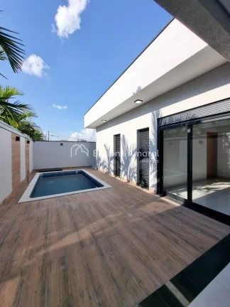 Imagem Casa à venda em condomínio, Paulinia, em construção, 3 suites, master, lavabo, living pé direito alto, área gourmet integrada, quintal, WC de serviço, fino acabamento, armários, despensa,aquecimento solar, preparação para AC., piscina,lazer no condomínio.