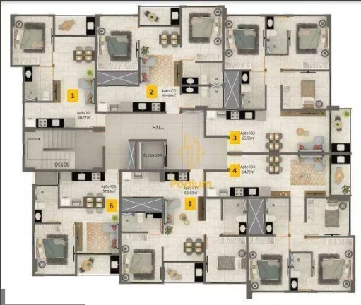 Imagem Apartamento estilo flat a 200m da praia Formosa em Cabedelo - AP0491