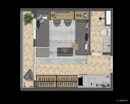 Imagem LOFT EM FASE DE ACABAMENTO ENTREGA 10/2022 LOCALIZAÇÃO EXCEPCIONAL PERDIZES 1 DORMITÓRIO 24,61 M ÁREA ÚTIL LIVING 2 AMBIENTES SACADA