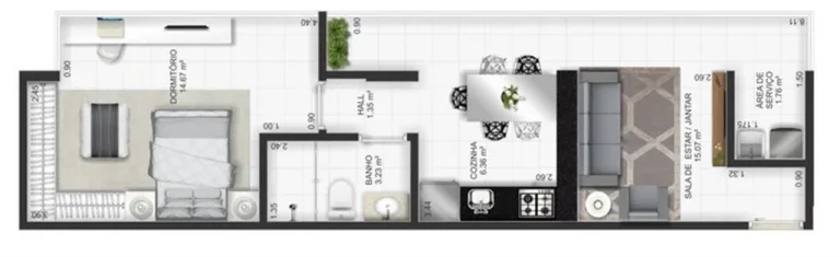 Imagem APARTAMENTO COM 46.39 m² - GUILHERMINA - PRAIA GRANDE SP