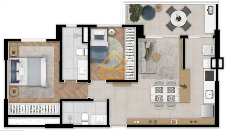 Imagem Apartamento 2 dormitórios, 1 vaga, condomínio Quadria Aquarius, SJC