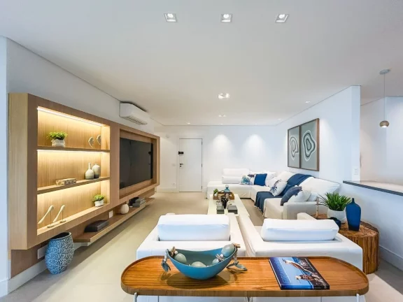 Imagem Luxuoso apartamento de 4 quartos na Riviera de São Lourenço Módulo 07: 4 suítes, 3 salas, 4 vagas de garagem e 241,13 m² de área.
