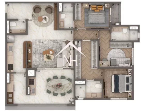 Imagem Apartamento de 111m no Brooklin c/ 3suítes,terraço gourmet,2 vagas,brinquedoteca,piscinas,coworking,fitness,quadra de tenis,mini mercado,delivery