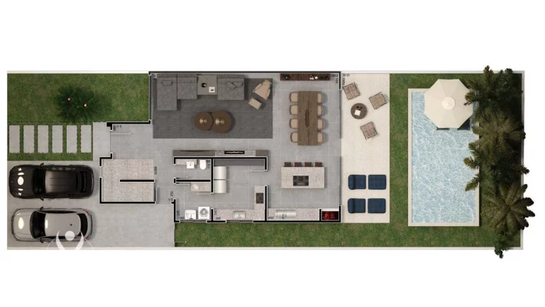 Imagem Casa nova com 267m², quintal gourmet, 4 quartos (2 suítes) à venda por R$ 3.068.000 - Santo Inácio - Curitiba/PR