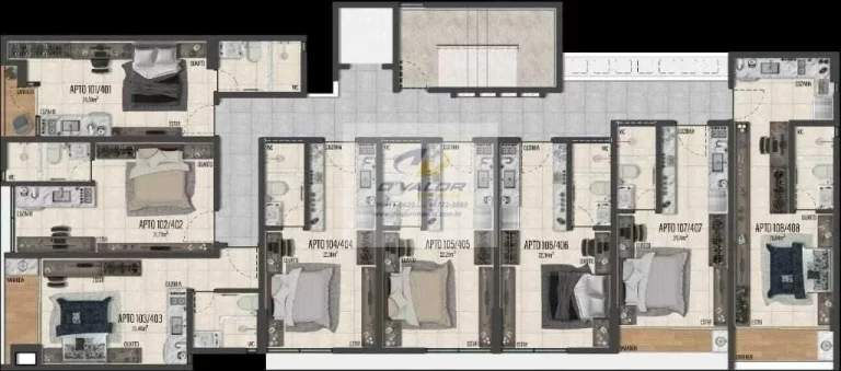 Imagem Vendo Flats de 22 m² a 30 m², unidades com opções de varanda gourmet e 1 vaga