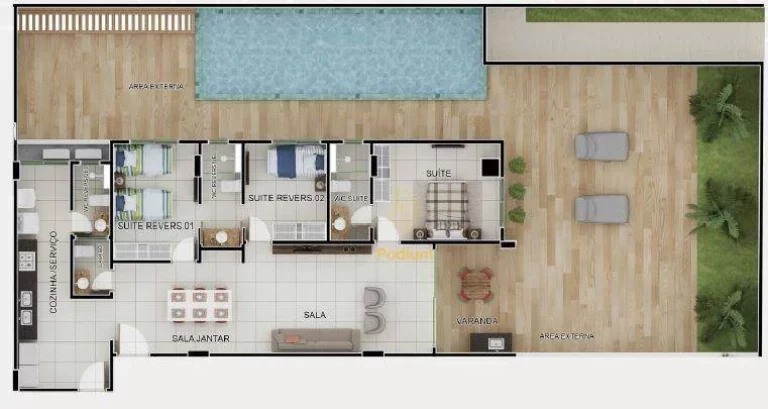 Imagem Apartamentos térreo em L com piscina privativa e pé na areia no Bessa - AP1412