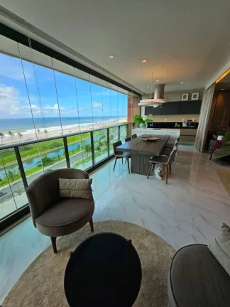 Imagem A 5ª Avenida Imóveis selecionou essa charmosa unidade no D'AZUR Odebrecht | Frente Mar | Torre PLAGE (melhor) | 4 suítes, 242,00 m² | Varanda Gourmet