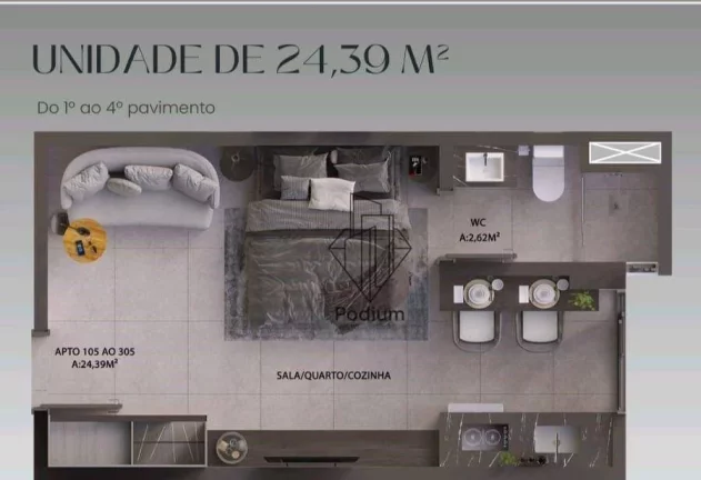 Imagem Flats Studio com área de lazer na cobertura à 500m da praia de Intermares -FL0583