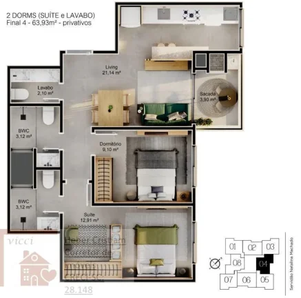 Imagem Lançamento em CACUPÉ|Apartamento de alto padrão|2 quartos c/ suite