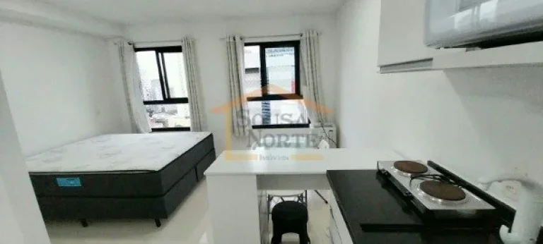 Imagem Studio novo Ã  venda com 24mÂ², sol da manhÃ£ e vista livre. JÃ¡ mobiliado com cama, geladeira, fogÃ...