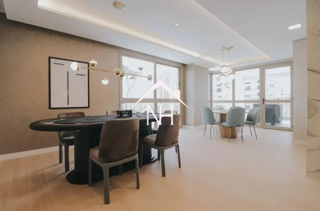 Imagem Apartamento de 144m c/ 3 suítes,3 vagas, hall privativo, fitness, salão de jogos,playground,piscinas,espaçogourmet,bicicletário,delivery,churrasqueria