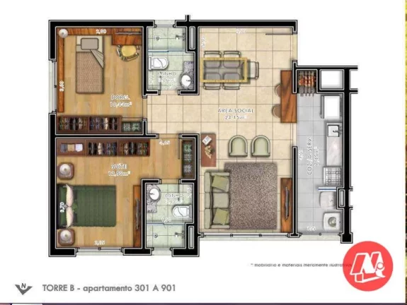 Imagem No Passo da Areia, 2 suites, 2 vagas e infraestrutura.