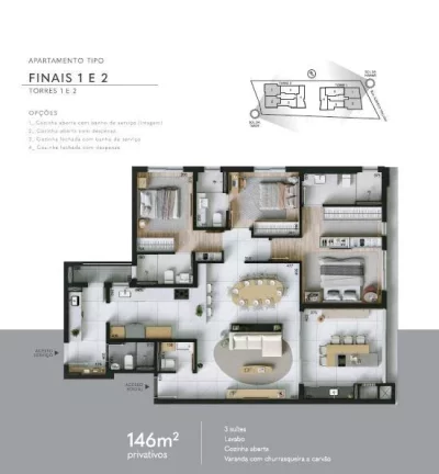 Imagem Apartamento com 3 suítes - Ahú