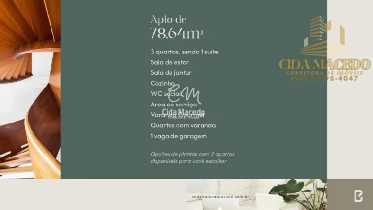Imagem Apartamento para Venda em João Pessoa, Jardim Oceania, 3 dormitórios, 1 suíte, 2 banheiros, 1 vaga