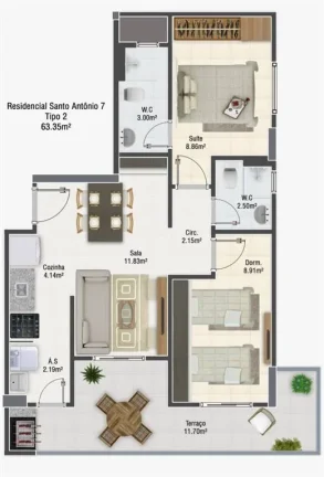 Imagem APARTAMENTO COM 68 m² - MIRIM - PRAIA GRANDE SP