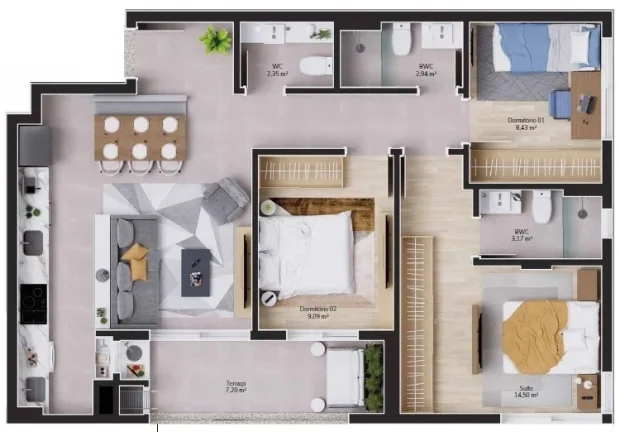 Imagem Apartamento 3 Dormitórios para venda em Florianópolis - SC