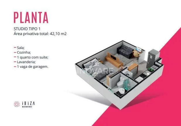 Imagem Studio com 1 dormitório à venda, 42 m² por R$ 295.000,00 - Residencial beira Rio II - Itumbiara/GO