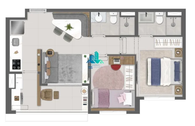 Imagem Apartamento à venda, no Tatuapé, com 2 quartos, 49m2, 1 vaga