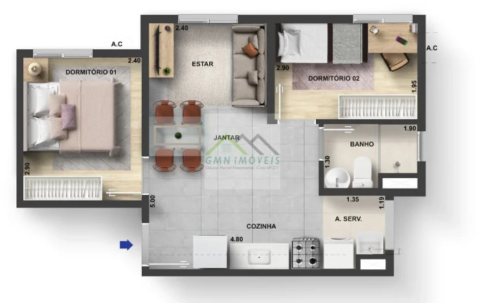 Imagem Parque Brito III - Apartamento 2 quartos