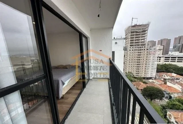 Imagem Apartamento tipo studio, mobiliado, 1 dormitório, sacada, cozinha planejada, banheiro, 26m².

Pró...