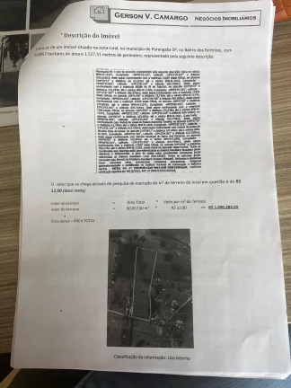 Imagem Área de 90.857m² a venda no Bairro dos Ferreiras em Porangaba/SP.