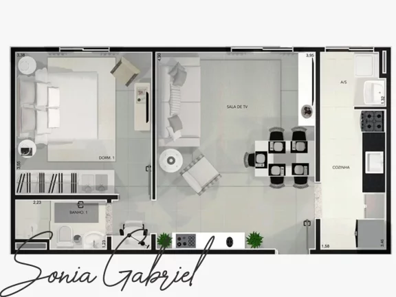 Imagem Apartamento à venda em Vinhedo-SP: 1 quarto, 2 salas, 1 banheiro no Residencial Gran Paradiso - 48,21m² de área. Imagem Apartamento à venda em Vinhedo-SP: 1 quarto, 2 salas, 1 banheiro no Residencial Gran Paradiso - 48,21m² de área.