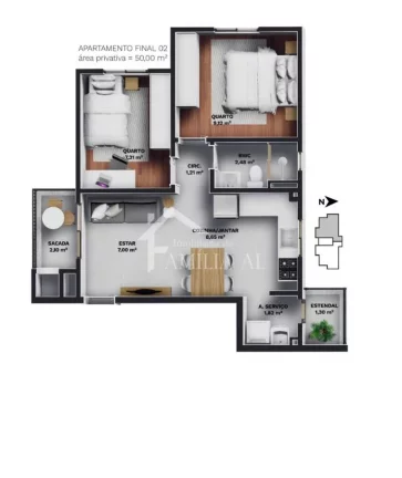 Imagem APARTAMENTO NO AVENTUREIRO COM 2 QUARTOS