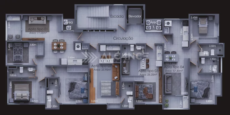 Imagem Apto - 3 Quartos - 1 Suíte - 77 m² - Ponta de Campina, Cabedelo/PB