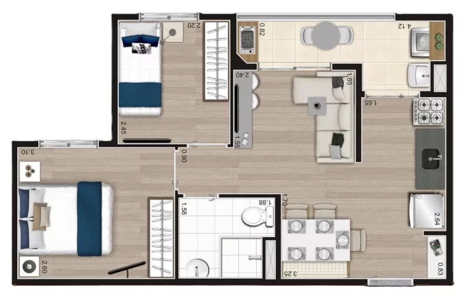 Imagem Apartamento com 2 Quartos à Venda, 43 m² em Jardim Imperador (zona Sul) - São Paulo