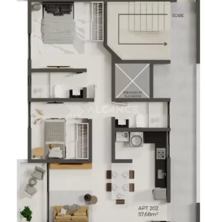 Imagem Apto - 2 Quartos - 1 Suíte - 57,68m² - Portal do Poço, Cabedelo/PB