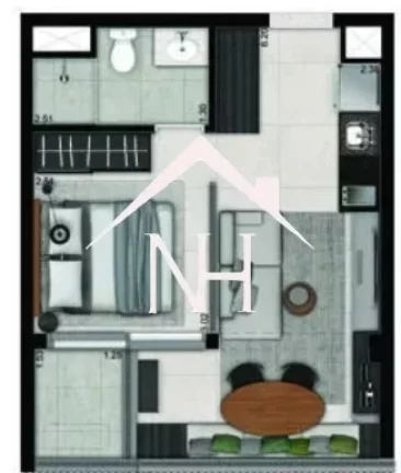Imagem Studio de 35m com dormitório e terraço, 1 vaga, coworking, deck molhado, solarium, espaço gourmet, fitness, sauna, lavanderia, piscina, lounge externo