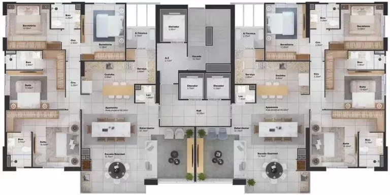 Imagem Apartamento com 4 dormitórios sendo 2 suítes e 3 vagas de garagem no Centro de Balneário Camboriú