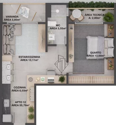 Imagem Apartamentos com varanda / sacada a 140m da praia de Intermares - AP2222
