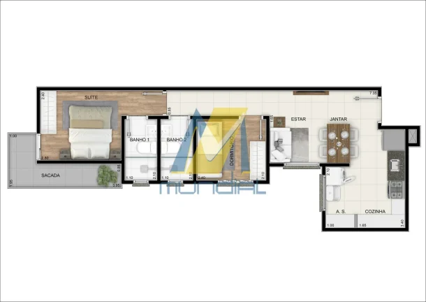 Imagem Apartamento com Sacada, Suíte e Elevador em Torre Única, Novo