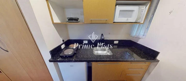 Imagem Flat disponível para locação no Hotel Bienal Suítes, com 28m², 1 dormitório e 1 vaga